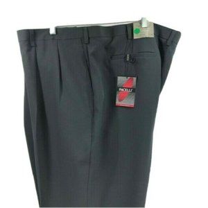 Pacelli Men's Dress Pants Charcoal Gray Pleated Front Cuffed Hem Size 58" x 32"